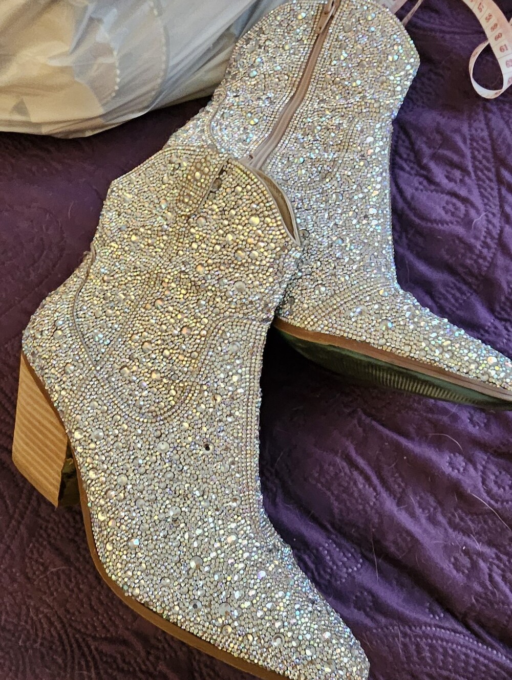 Betsey Johnson Sparkling Silver Crystal Embellished Women's Booties